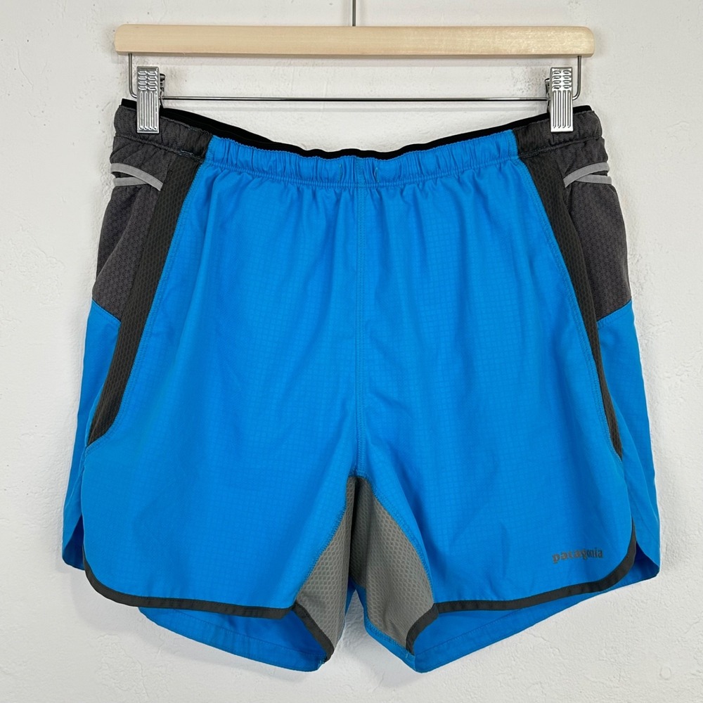 Patagonia Mens Strider Pro Shorts Size Medium Blue 5" Lined Running Athletic